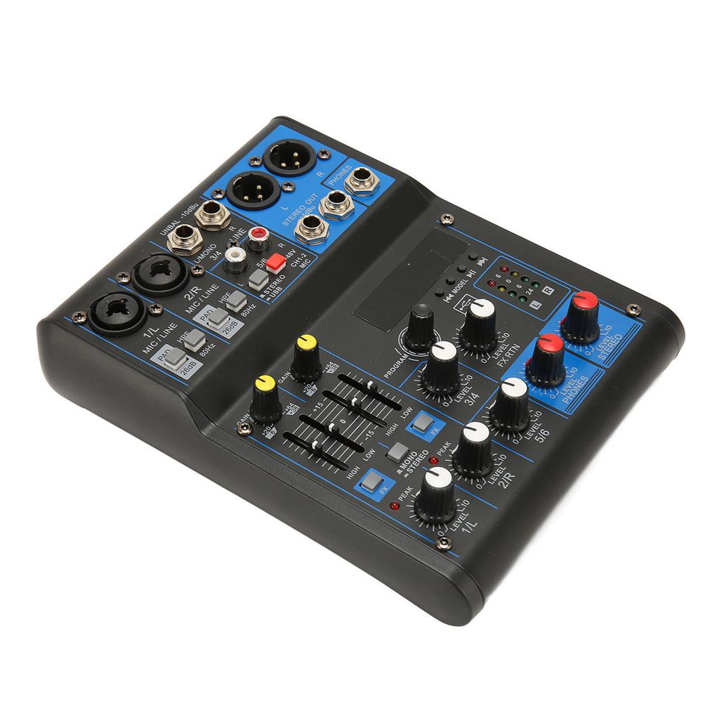 Компактный микшер 6 каналов 99 DSP эффектов 2 эквалайзера Портативная звуковая панель DJ-микшер с MP3 Bluetooth