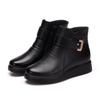 Female Boot  Knot Split Leather Boots Women Winter Shoes Warm Plush Ankle Boots Black Wedges Zip Botines Mujer 2024