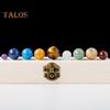 Faux Crystal 9 Planets Ball Solar Sun System Rock with Wooden Box Realistic Looking Quartz Stones Beads Desktop