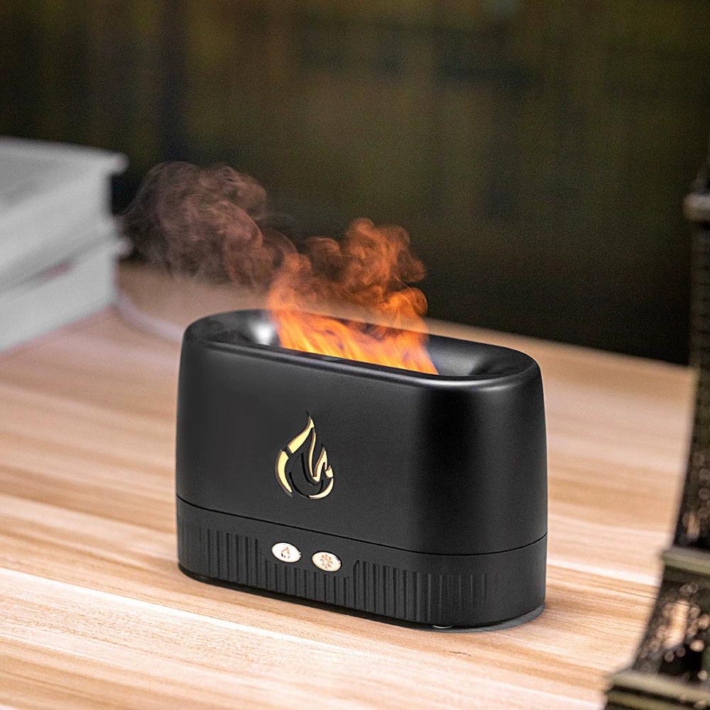 Xiaomi Crystal Salt Stone Fragrance USB Air Humidifier with Fire Flame Lamp 200ml Home Electric Ultrasonic Aroma Essential Oil Diffuser