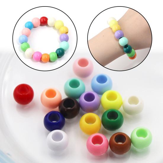 50Pcs Acrylic Big Hole Beads 6mm Center Hole Solid Color Beads Loose Spacer Beads for Jewelry Making DIY Necklace Bracelet