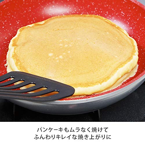 Flavor Stone 4-Piece Pot and Frying Pan Set, Red, Induction Compatible, 24cm Diameter [Official Japanese Product]