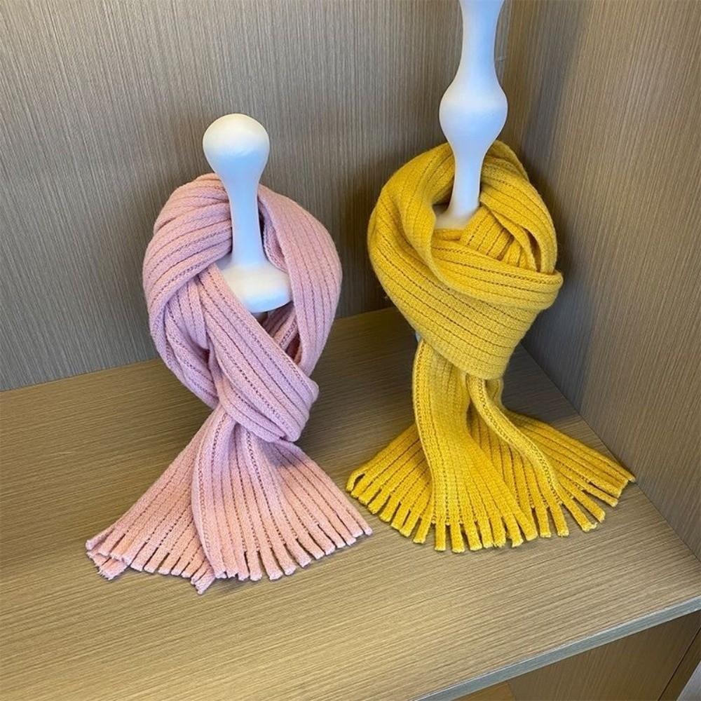 Windproof Neck Warmer Tassel Scarves Bib New Knitted Scarf  Autumn and Winter