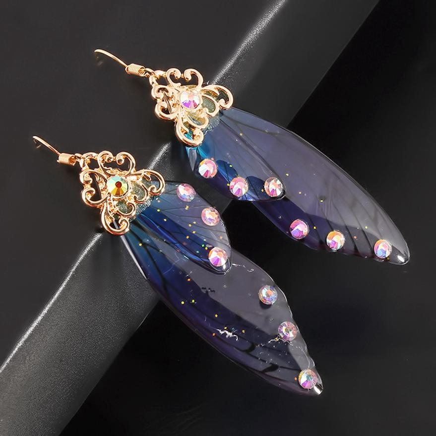 Модные женские украшения Элегантные серьги-капли Длинные серьги в форме крыла цикады