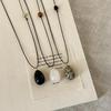 Niche Design Natural Stone Black Cord Long Necklace for Women - Versatile Fashion Choker & Sweater Chain
