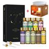 PHATOIL 9 шт. Подарочный набор ароматических эфирных масел с деревянной горелкой для эфирного масла Набор ароматических масел с ароматом жасмина и розы Диффузор свежести воздуха для ухода за кожей