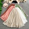 2025 Summer Solid Women New Skirts Elastic Elegant White Pleated Skirts Lace High Waist