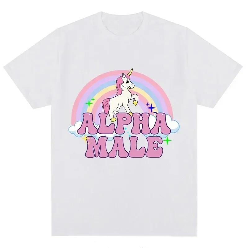 Alpha Unisex Unicorn Rainbow T Shirt Unisex Unisex Fashion Summer T-Shirts feUnisex Casual Short Sleeve Hip-hop Harajuku Unisex Tshirt