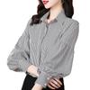 WTEMPO Striped Chiffon Shirt Women Korean Fashion Top Temperament Long-sleeved Versatile Shirt