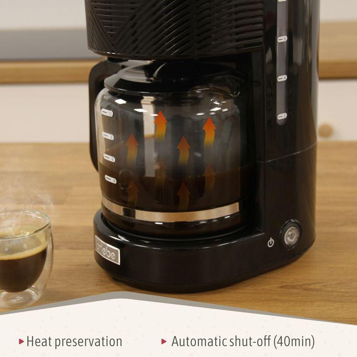 Elegance Set Cafetière à Filtre 10 Tasses Café+ Mousseur à Lait Électrique Briebe SKT1188BLK 1000W Noir