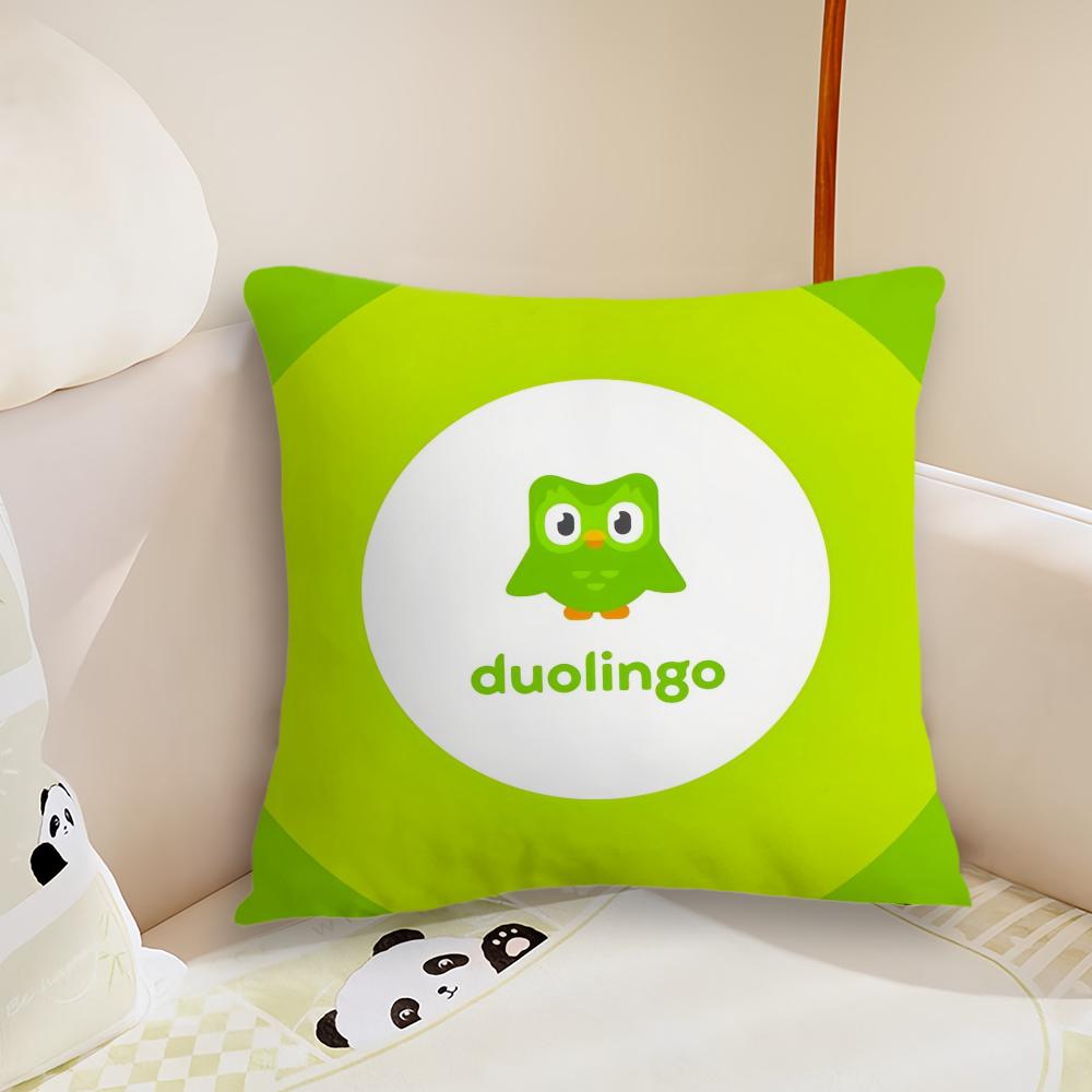 Cute Cartoon DDuolingo cushion cover Pillow Case Plush Fabric Soft Double Sided Print Sofa Cushion Cover Throw Pillow Covers