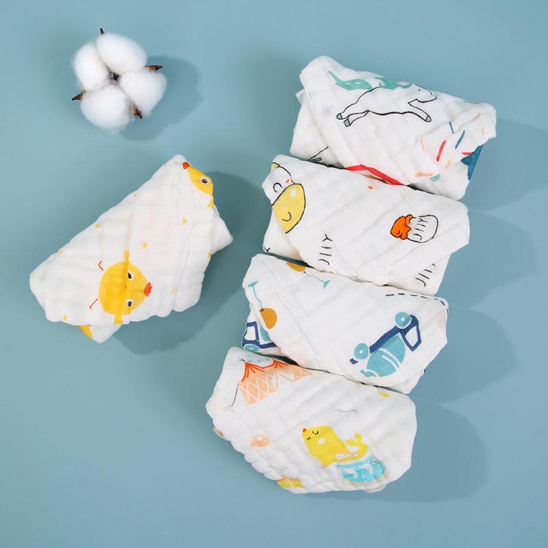 Плотное предварительно стиранное детское мультяшное марлевое полотенце - Мягкая мочалка для домашнего использования