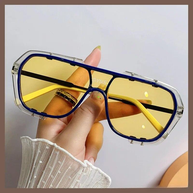 Цельные солнцезащитные очки Солнцезащитные очки с полной оправой для вождения Защита от ультрафиолета Очки с большой оправой Неполяризованный Модный аксессуар