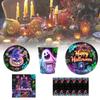 Spooky Halloween Themed Disposable Dinnerware Set For 12 Includes Paper Plates Cups Napkins And Table Cover