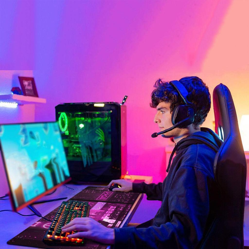 Коврик для игровой мыши, гладкая поверхность, прошитые края, японский киберпанк, 80x30 см