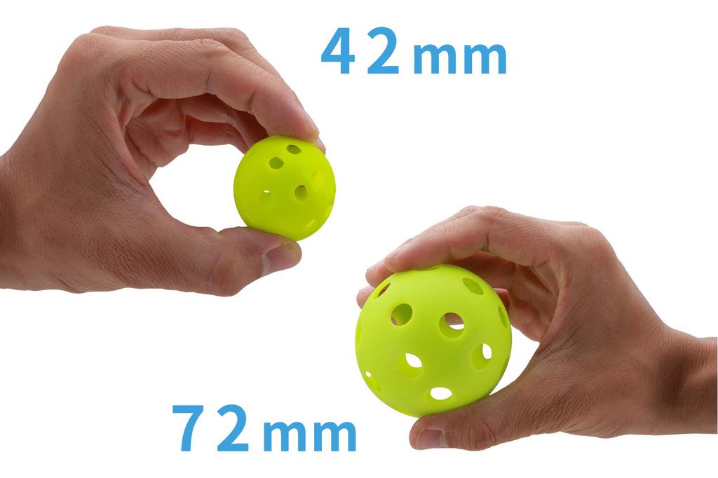 Baseball batting training ball, perforated PE material, fluorescent green, 42mm,
