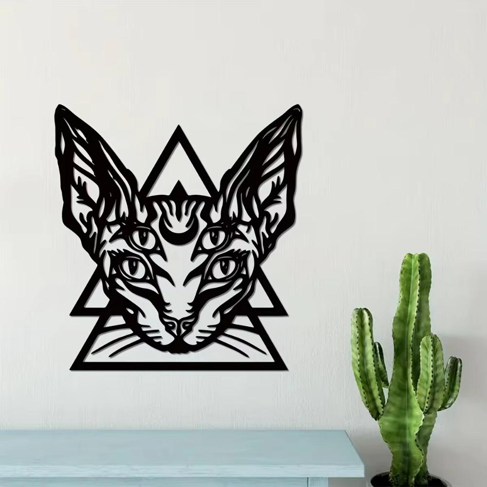 1pc Sphynx Cat Metal Wall Art - Gothic Indoor Decoration, Hairless Cat Design for Unique Room Décor, Perfect Wall Art Gift