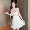 Green suspender summer nightdress robe suspender mood with chest pad sexy pure desire ice silk thin nightdress two-piece set