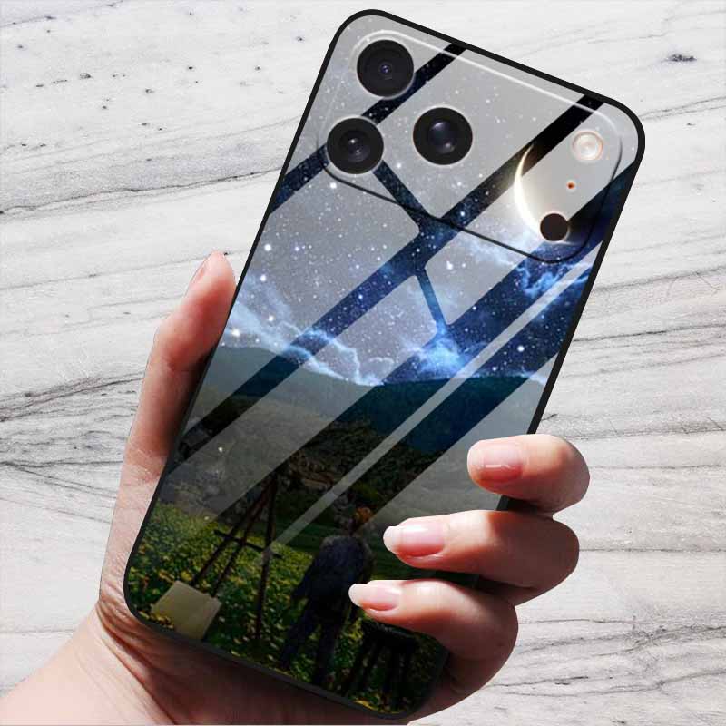 Милый Чехол Для iPhone 17 Pro Plus Capa 17 Pro Max Бампер Роскошный Закаленное Стекло Жесткая Задняя Крышка iPhone17 Air Funda Животные Узоры