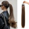 Long Straight Ponytail Wig with Rubber Bands, Soft and Heat-resistant Synthetic Wig Suitable for Women's Daily Use As a Ponytail Accessory