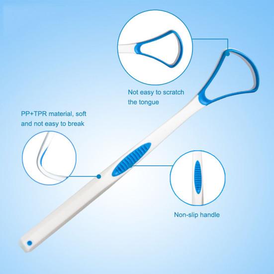 6Pcs/Set Tongue Cleaner Double Side Solid Handle Anti-Slip Surgical Grade Metal Tongue Brush Scraper for Adult