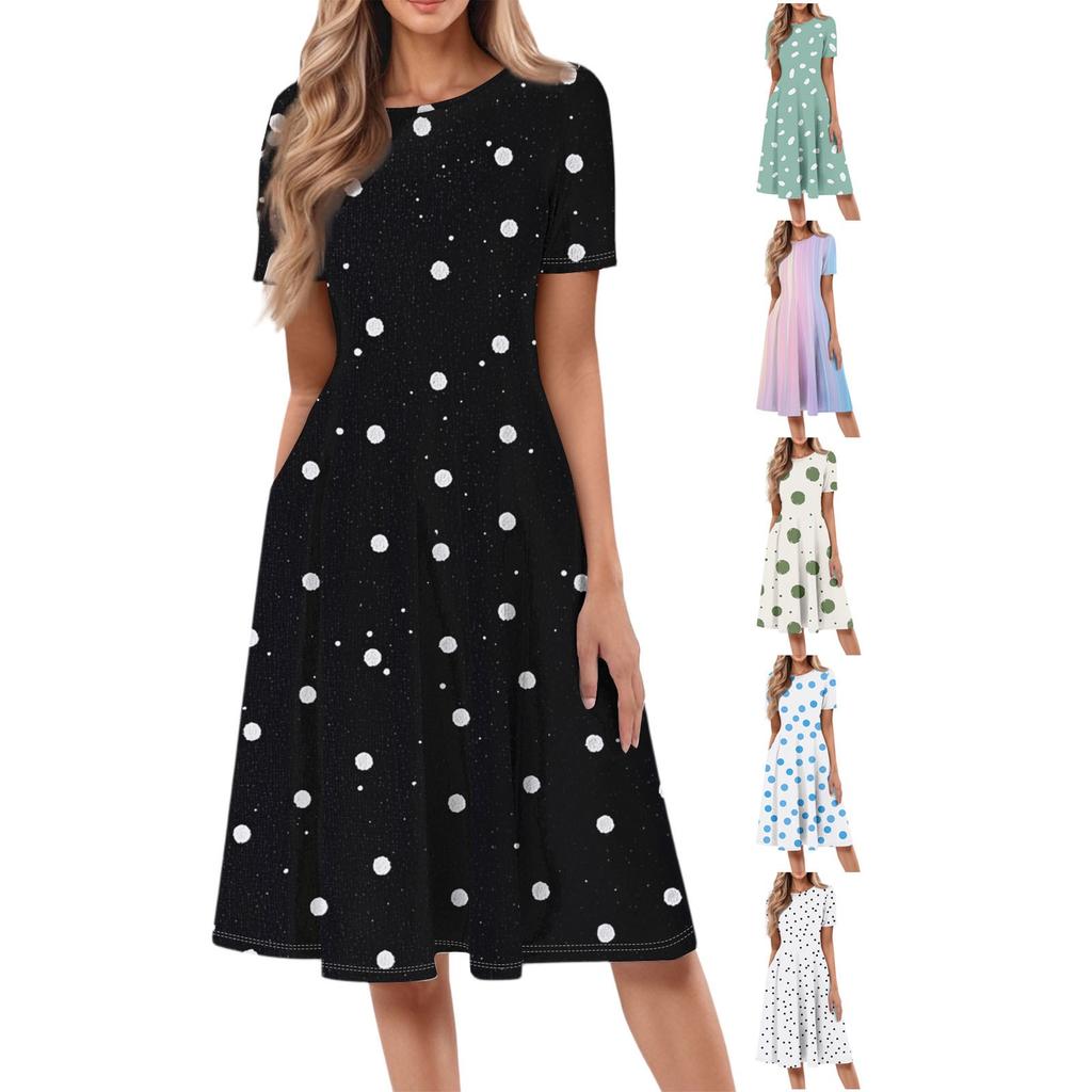 Dresses For Women Summer Casual Button Up V-neck Short Sleeve Wear To Work Dresses