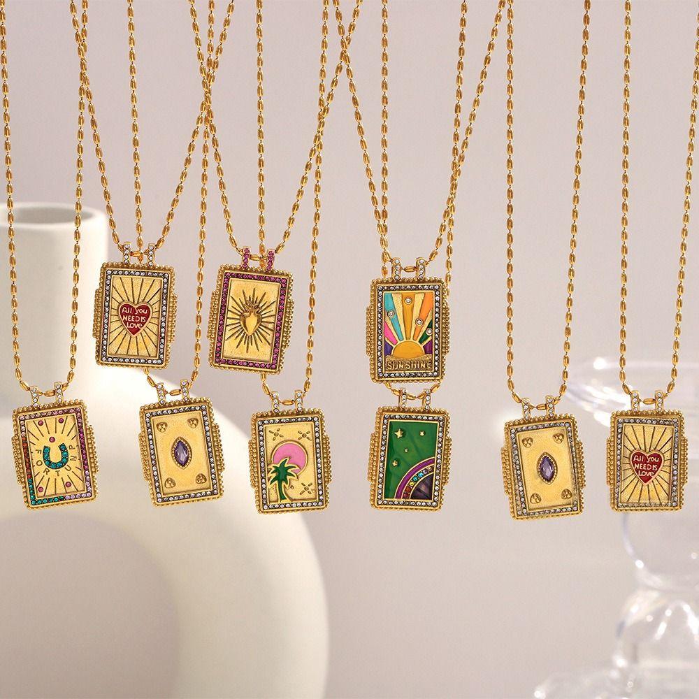 Multicolor 18K Gold Plated Necklace Brass Brass Necklace Ethnic Pendant Necklace Female