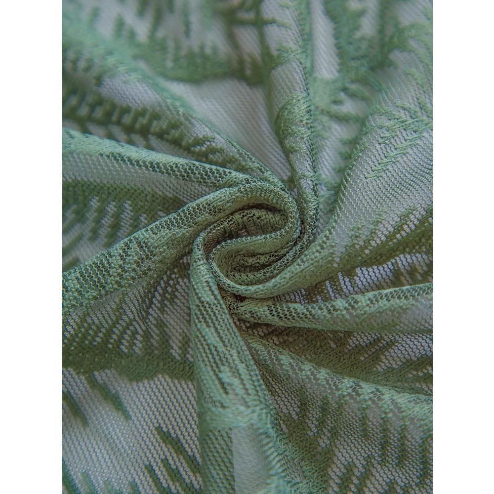 Зеленые большие перфорированные шторы-листья, прозрачные шторы для гостиной и спальни, деревенский стиль