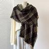 Women'S Warm Striped Plaid Imitation Cashmere Scarf - Simple Thick Jacquard Design Shawl For Autumn & Winter