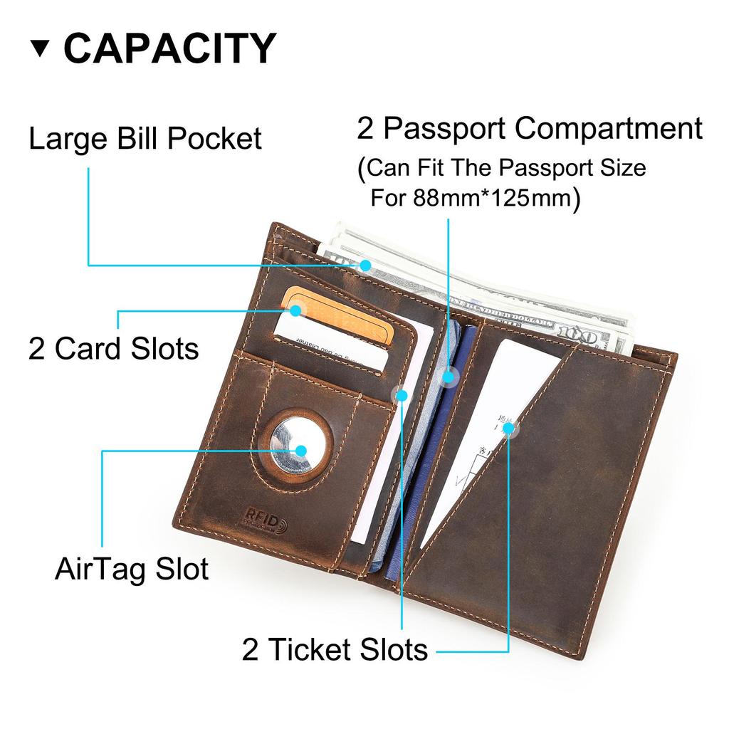 CONTACT'S RFID Passport Wallet Genuine Leather Men Passport Cover Men Women International Travel Accessories Credit Card Holder