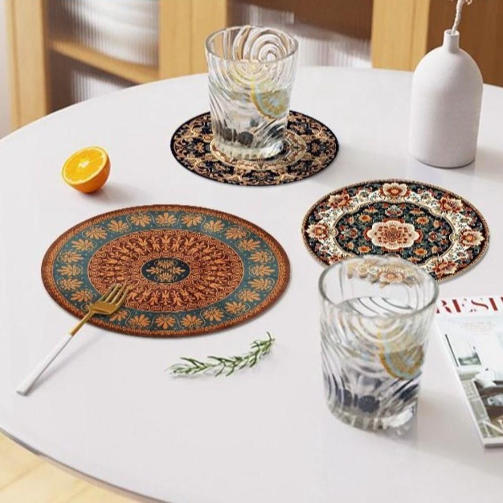 4Pcs Boho Style Pot Holders Round Heat Insulating Trivets Coffee Cup Mats Hot Dishes