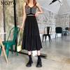 MOJTA Summer Women's High Waist Mid-length A-line Skirt Loose Plus Size Casual Skirt