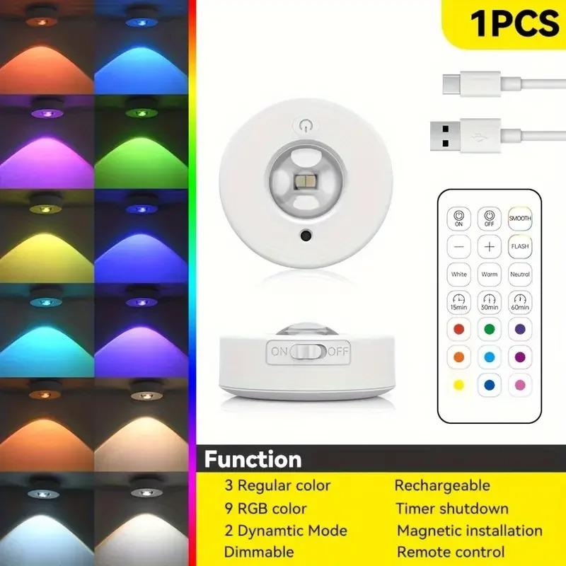Светодиодные RGB-споты для шкафа 12 цветов Ночник Перезаряжаемые Беспроводные Диммируемые С пультом дистанционного управления Свет для винного шкафа