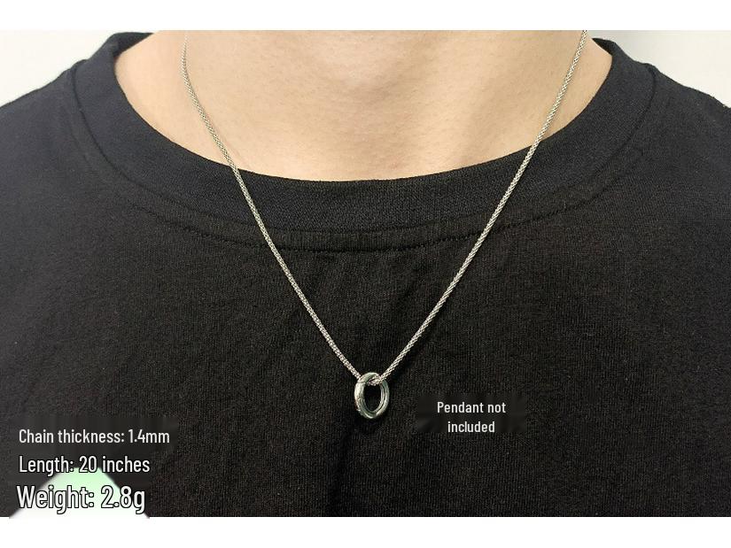 Модное ожерелье из круглых бусин из чистого серебра 999 пробы для мужчин и женщин - Длинная простая цепочка для свитера