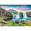 Jigsaw Puzzle - Sunset and Emerald Waterfall, 1000 Pieces, Mixed Product Jigsaw Puzzle, Childrens Games, Educational Toys