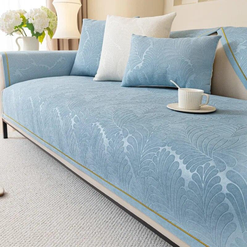 Dutch Velvet Solid Color Sofa Cushion Anti-slip Washable Settee Furniture Jacquard Sofa Cover Four Seasons Simplicity Sofa Cover