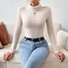 2024 Autumn/Winter European & American Women's High Neck Slimming Bodysuit - Long Sleeve, Elegant Base Top