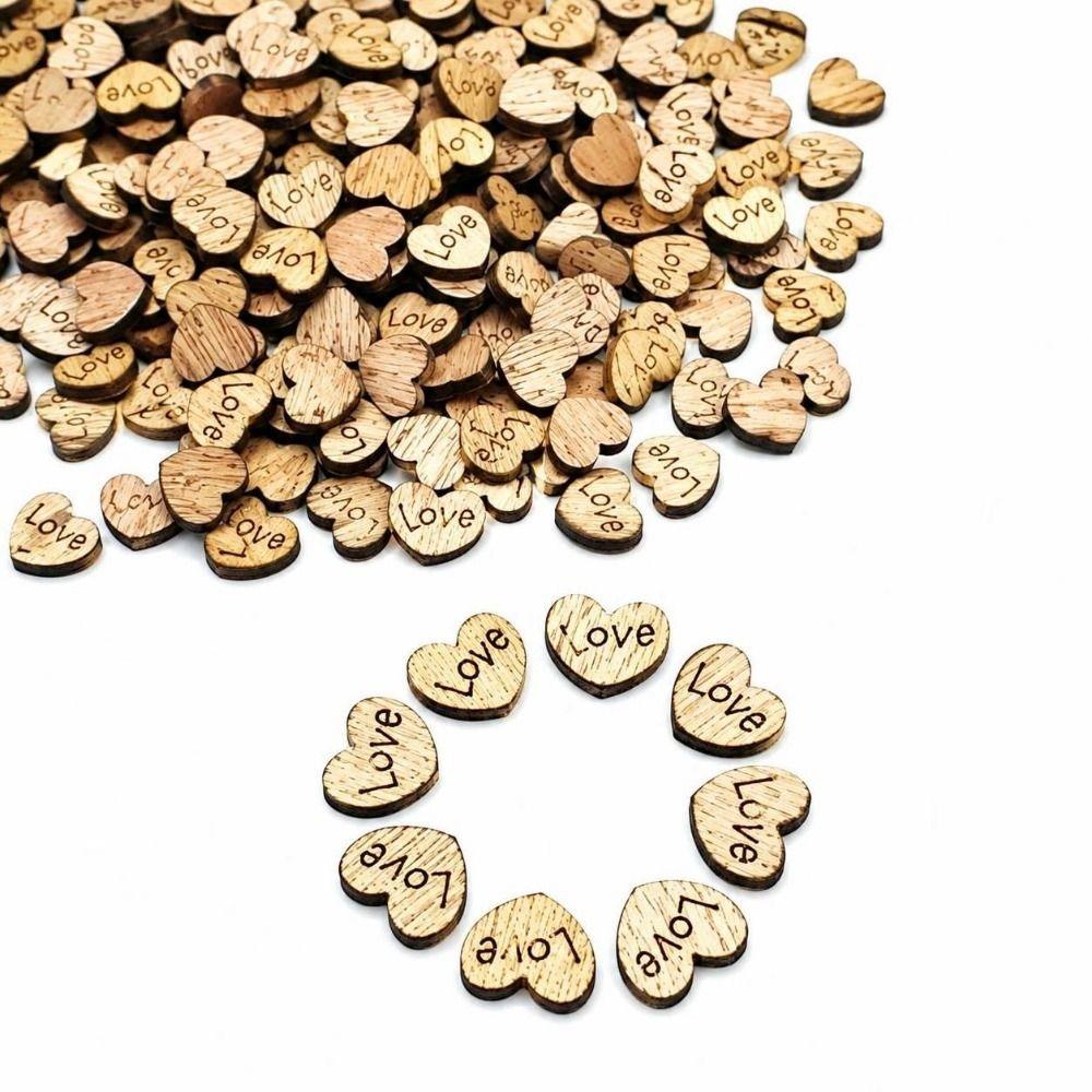 1000pcs 1000 Pieces Wooden Heart Confetti DIY Craft Natural Craft Wooden Heart For Wedding