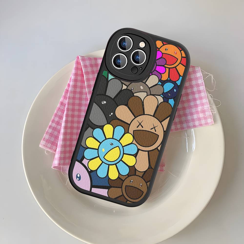 Силиконовый чехол для телефона T-Takashi Flower M-Murakami для iPhone 16 15 14 13 12 11 Pro Max Mini Кожаный Мягкий Чехол