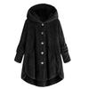 Women Plus Size Button Plush Tops Hooded Loose Cardigan Wool Coat Winter Jacket