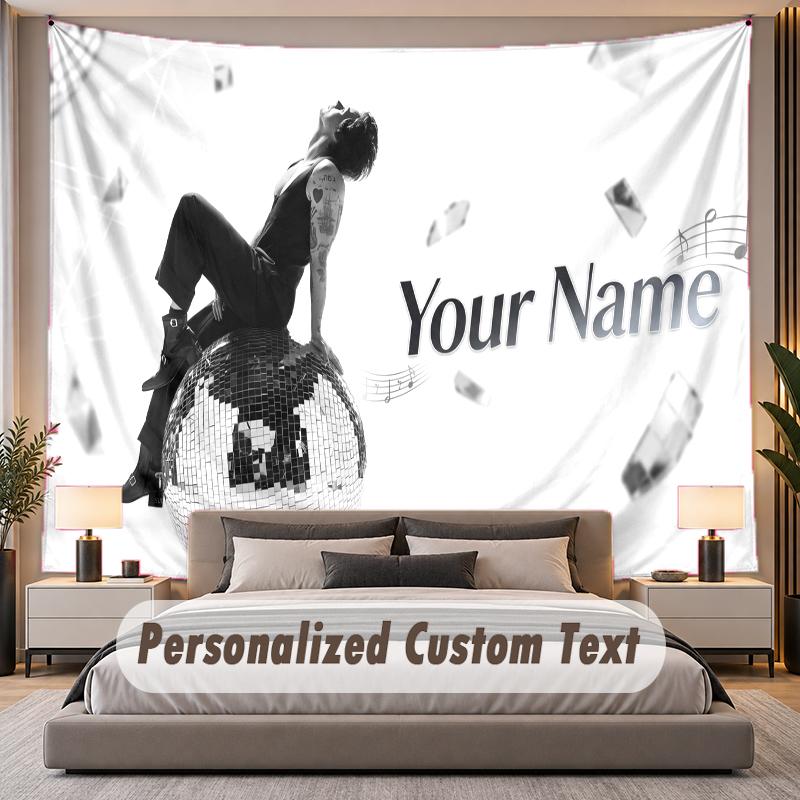 Custom Name Text Tapestry Harry Styles Personalized Polyester Wall Tapestry For Bedroom And Room