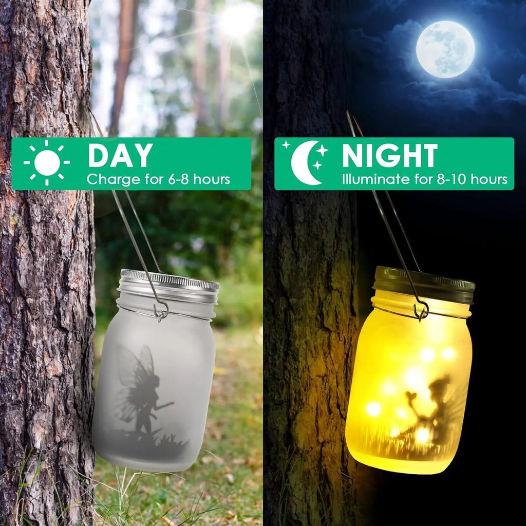 Solar Mason Jar Light Solar Lantern Fairy Lights Waterproof IP65 Hanging Standing Solar Lamp Garden Ornament for Patio Lawn