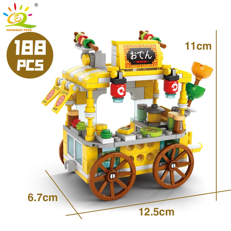 Креативная модель дома уличной еды, строительный блок MOC, розничный магазин с фигуркой, наборы кубиков для автомобилей с мороженым, игрушки для мальчиков для детей