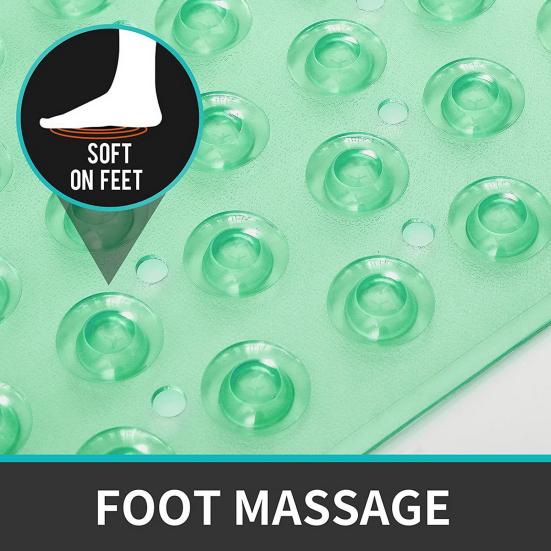 Противоскользящий коврик для ванны из ПВХ с массажной текстурой. Прочные присоски. Не имеет запаха. Устойчив к выцветанию. Легко моется. Коврик для ног для душа. Семейные поставки.