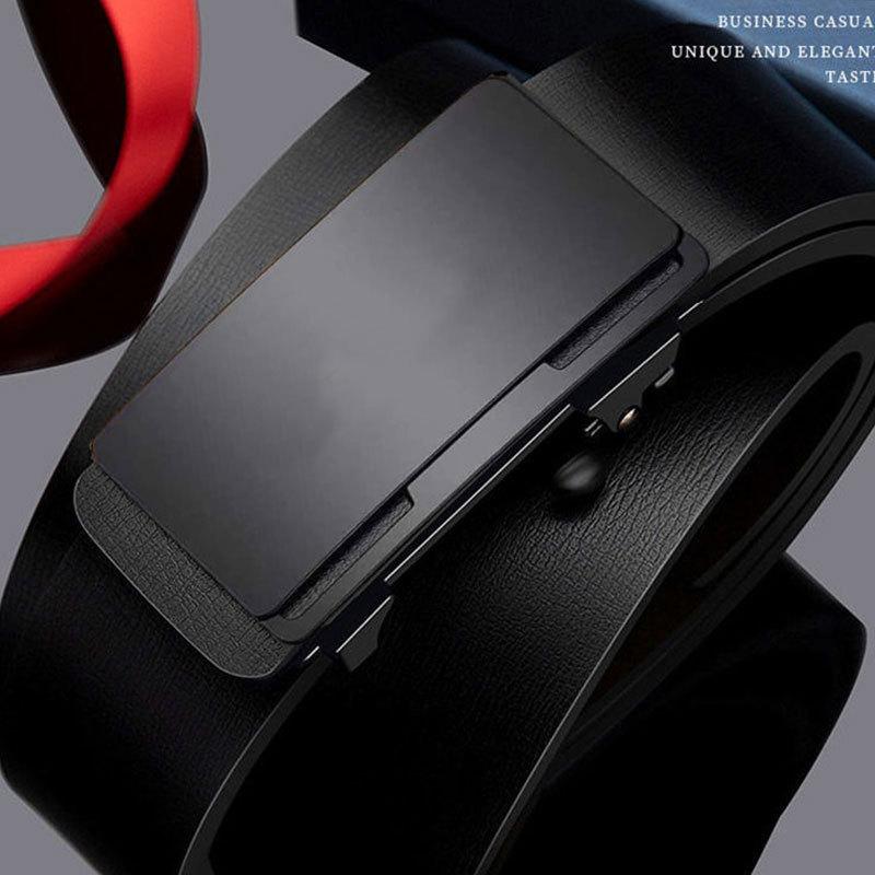Men's Genuine Leather Automatic Buckle Business Simple Middle Aged and Young Cowhide Belt Men's Young Casual Pants Belt