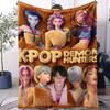 On The Go KPop Devil Hunter Blanket Small Cover Blanket Lightweight Foldable For Cars Offices Napping Bedrooms Sofa All Seasons