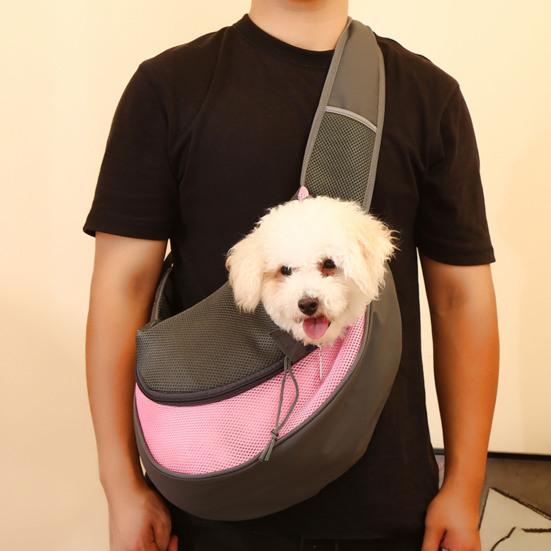 Pet Carrier Backpack Large Capacity Zipper Closure Hands-Free Mesh Sling Bag Breathable Design Mesh Cloth Crossbody Shoulder Bag