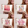 Simple "In My Teacher Era" Pattern Makeup Bag, Portable Travel Pouch Cosmetics Storage Bag, Toiletry Bag For Teachers Gift