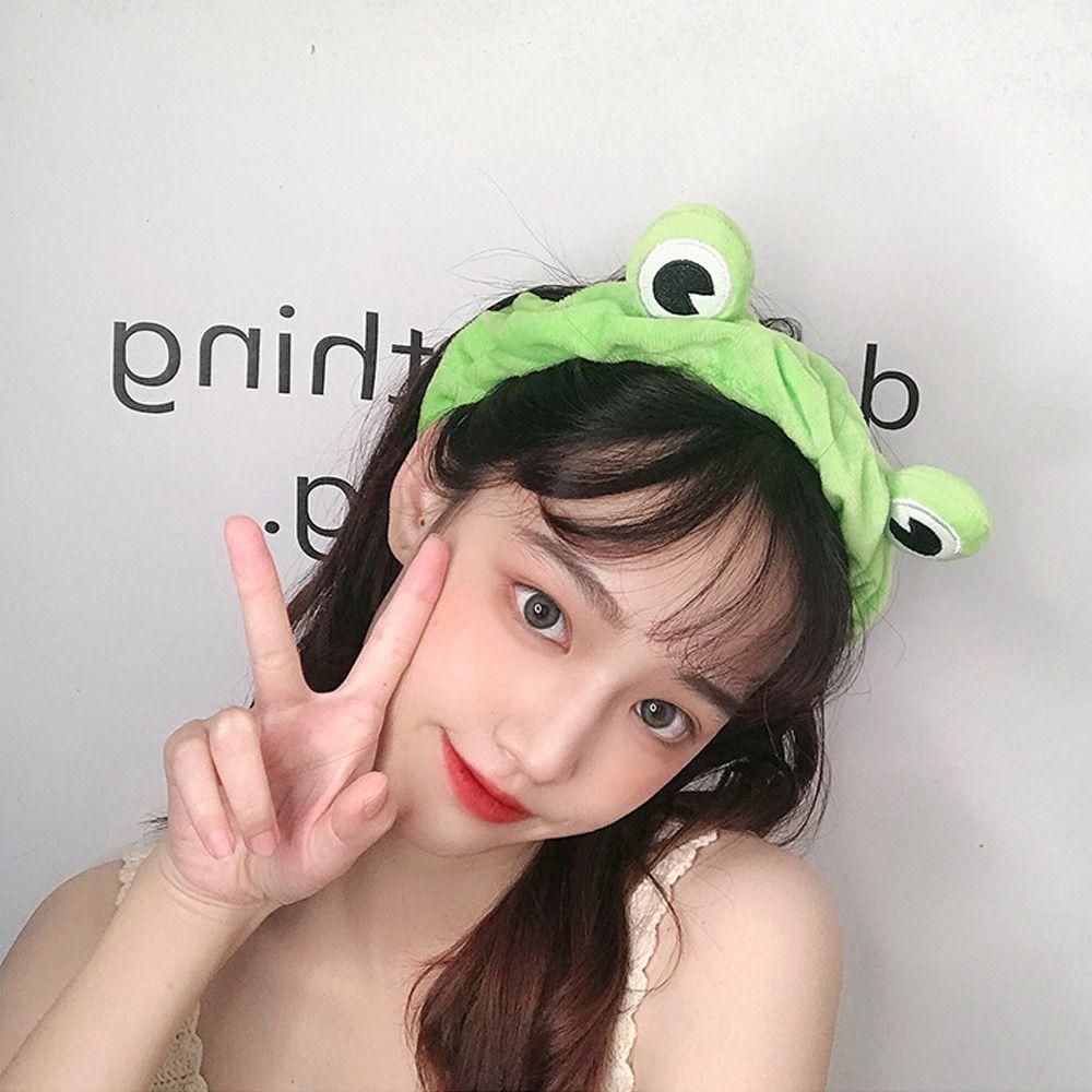 Elastic Face Wash Headband Cartoon Frog Headband Cute Makeup Headband Woman Girls
