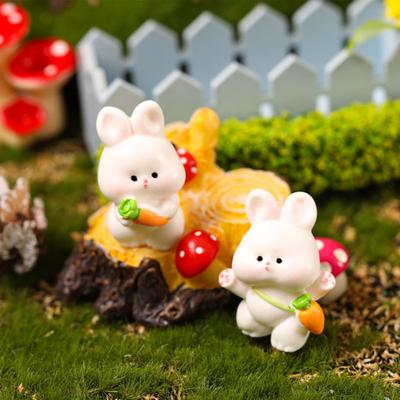 Миниатюрная фигурка кролика Пасхальный кролик из смолы Миниатюрные фигурки Маленькое животное Украшение для сказочного сада для микро-ландшафтов Горшечные растения Домик для кукол Верхушка для торта